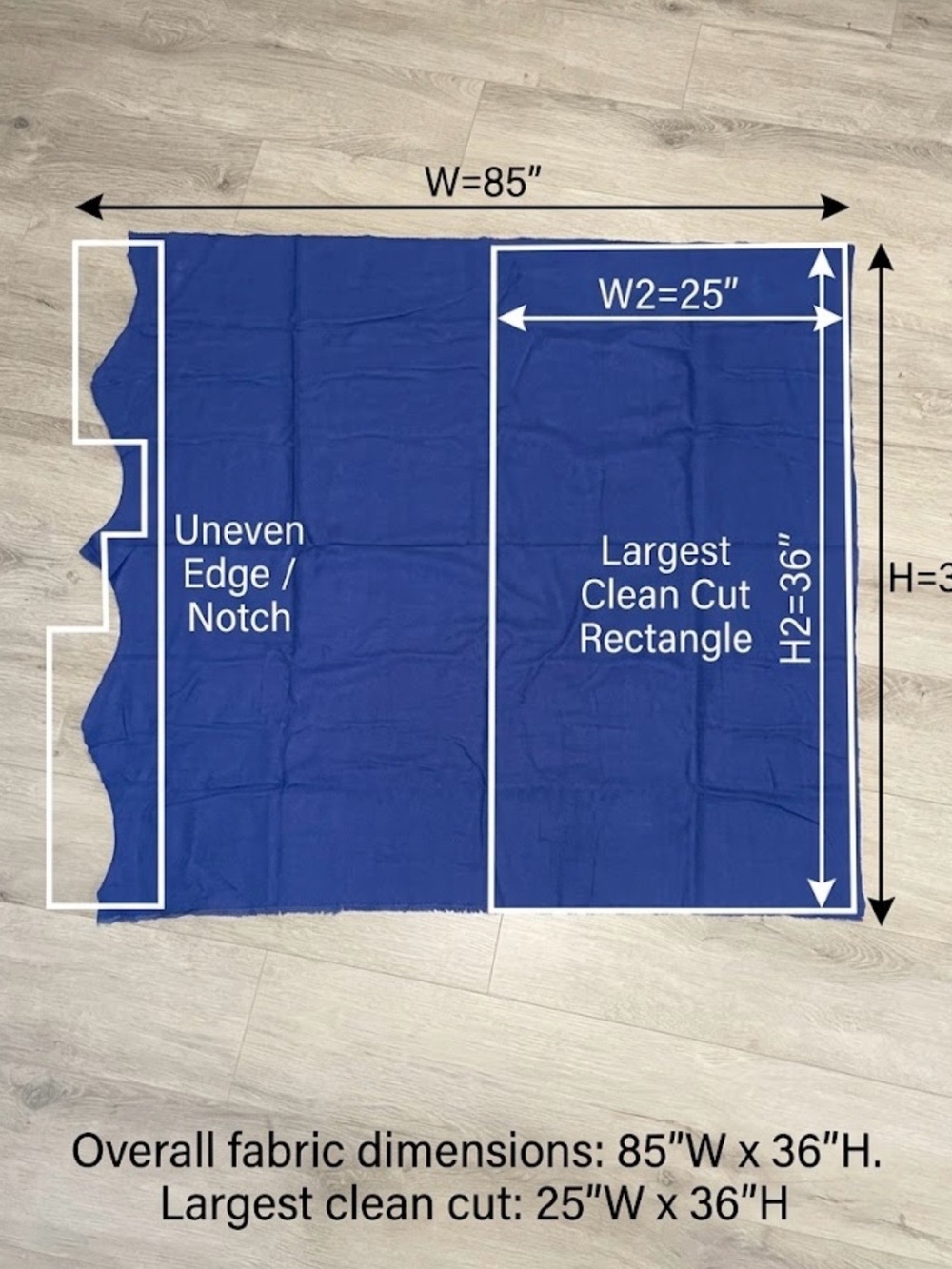 Large Piece of Blue Fleece Fabric - New with Measurements